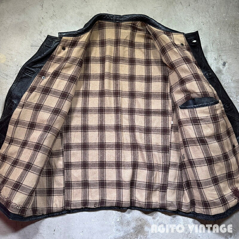 Unknown 70s French Le Corbusier Leather Jacket Black Size 52