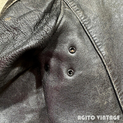 Unknown 70s French Le Corbusier Leather Jacket Black Size 52