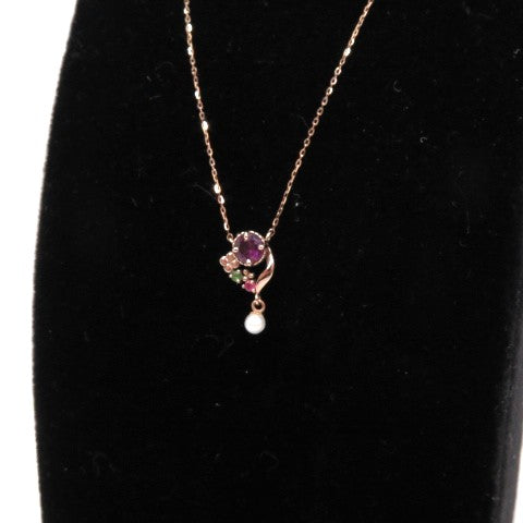 TAKE-UP K10 Garnet Red Clover Gold Necklace Size ONE SIZE