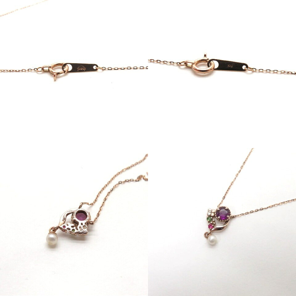 TAKE-UP K10 Garnet Red Clover Gold Necklace Size ONE SIZE