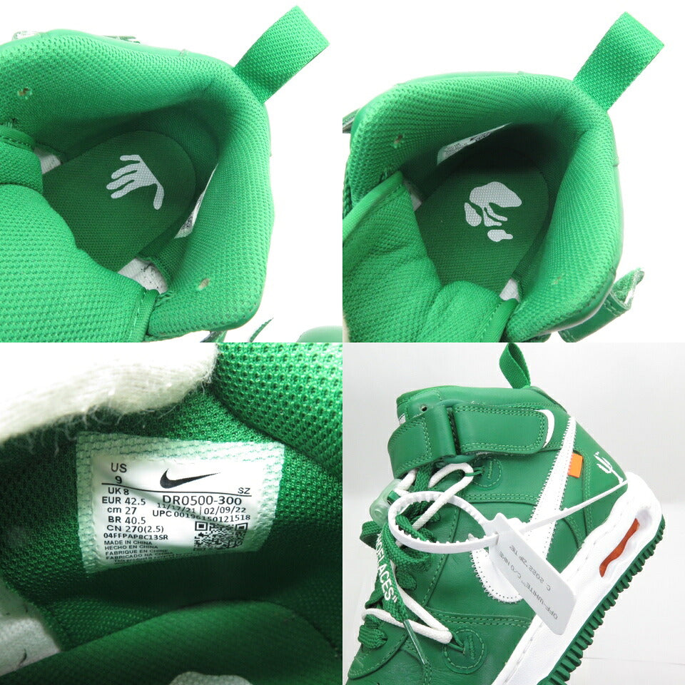 Off-White x NIKE Air Force 1 Mid Pine Green Sneakers