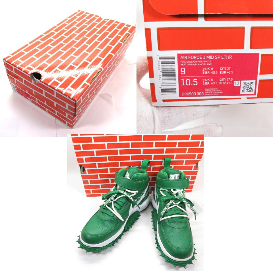Off-White x NIKE Air Force 1 Mid Pine Green Sneakers