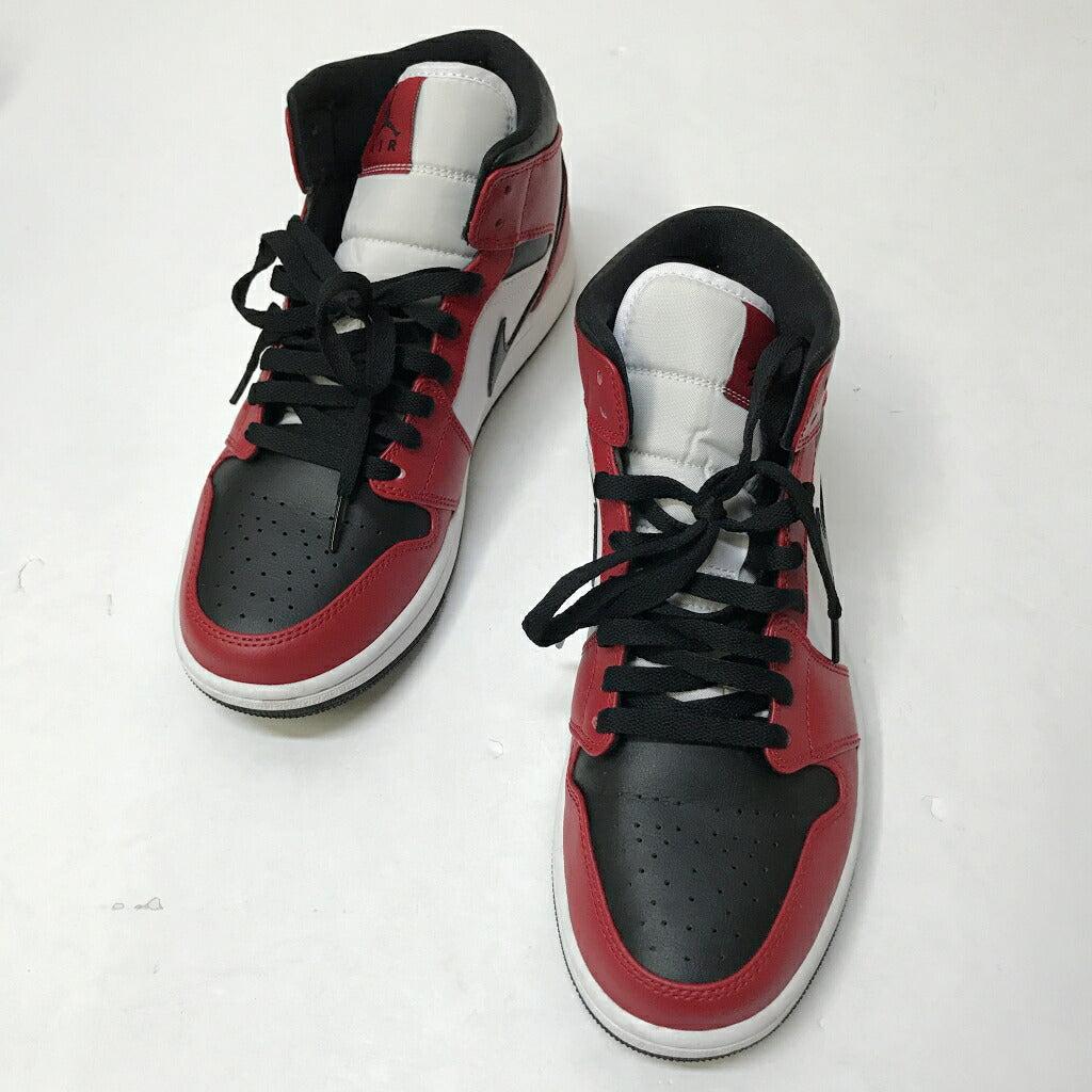 NIKE Air Jordan 1 Mid Black Gym Red Sneakers Size 27.0