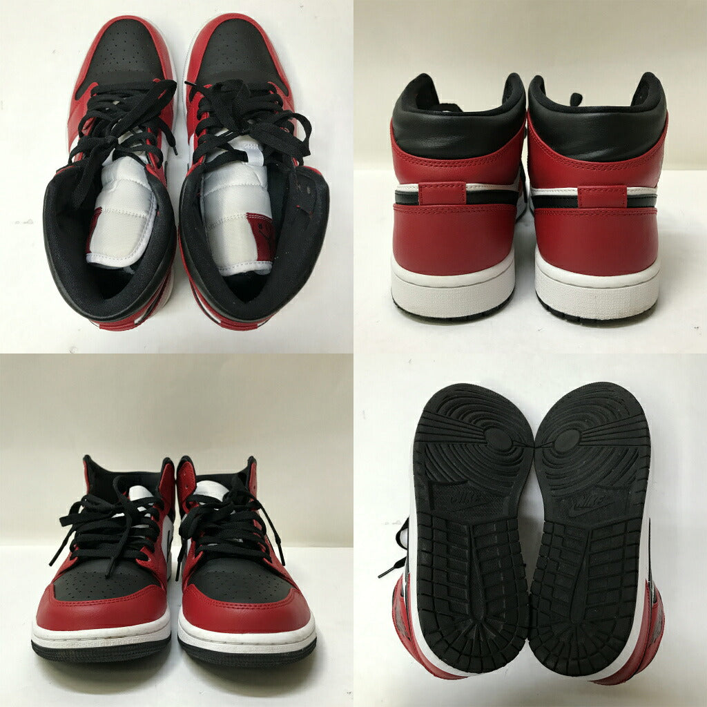 NIKE Air Jordan 1 Mid Black Gym Red Sneakers Size 27.0