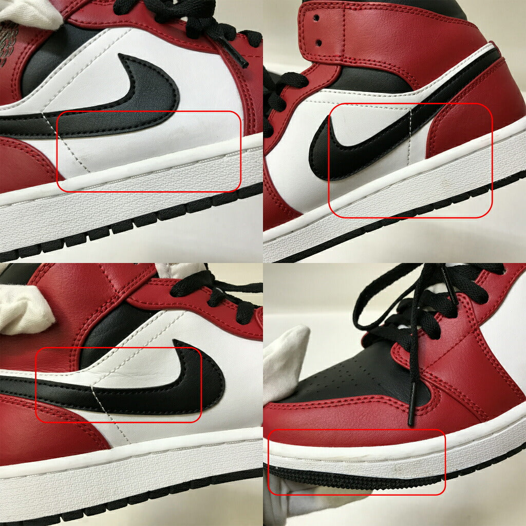 NIKE Air Jordan 1 Mid Black Gym Red Sneakers Size 27.0