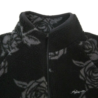 LFYT Rose Allover Pattern Fleece Jacket Multi Size L