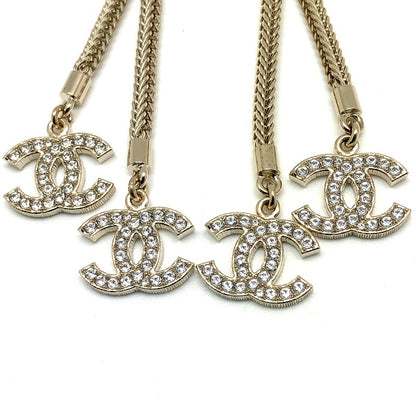 Chanel Gold Rhinestone Dangle CC Logo Double