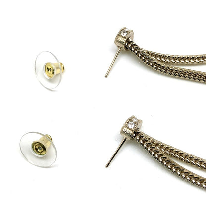 Chanel Gold Rhinestone Dangle CC Logo Double
