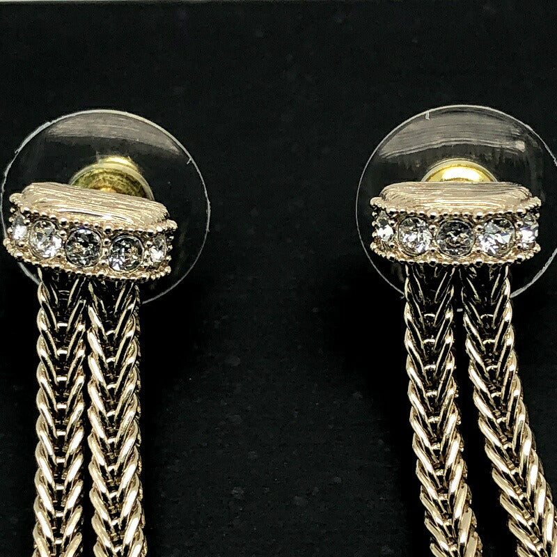 Chanel Gold Rhinestone Dangle CC Logo Double