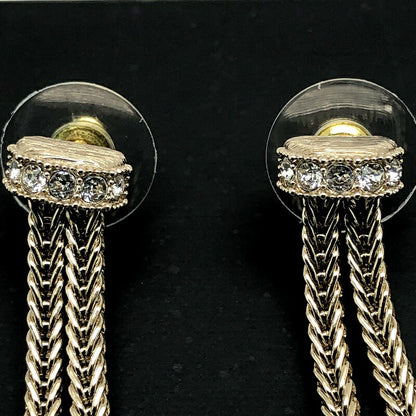 Chanel Gold Rhinestone Dangle CC Logo Double