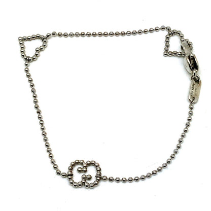 GUCCI Heart GG Logo Ball Chain Silver Bracelet Size 18