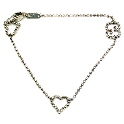 GUCCI Heart GG Logo Ball Chain Silver Bracelet Size 18