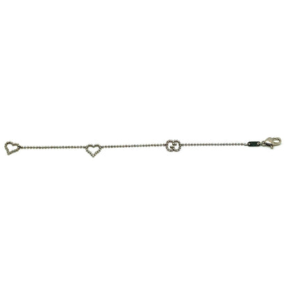 GUCCI Heart GG Logo Ball Chain Silver Bracelet Size 18
