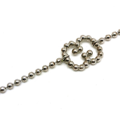 GUCCI Heart GG Logo Ball Chain Silver Bracelet Size 18