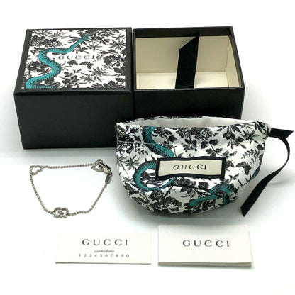 GUCCI Heart GG Logo Ball Chain Silver Bracelet Size 18