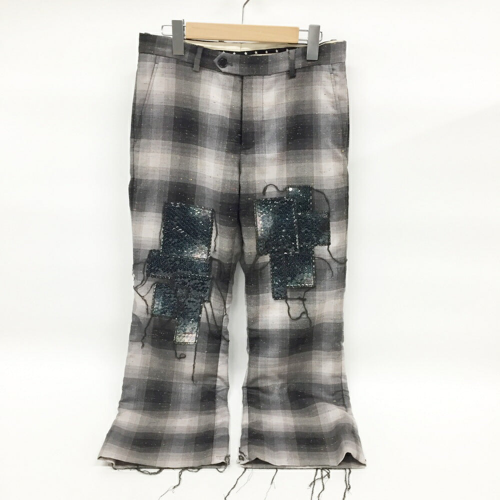MASU Rainbow Dust Flare Sequin Pants Black Gray Size 44