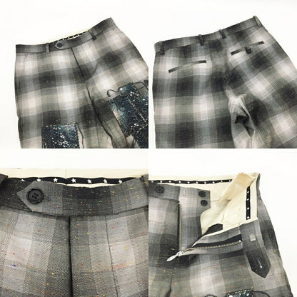 MASU Rainbow Dust Flare Sequin Pants Black Gray Size 44