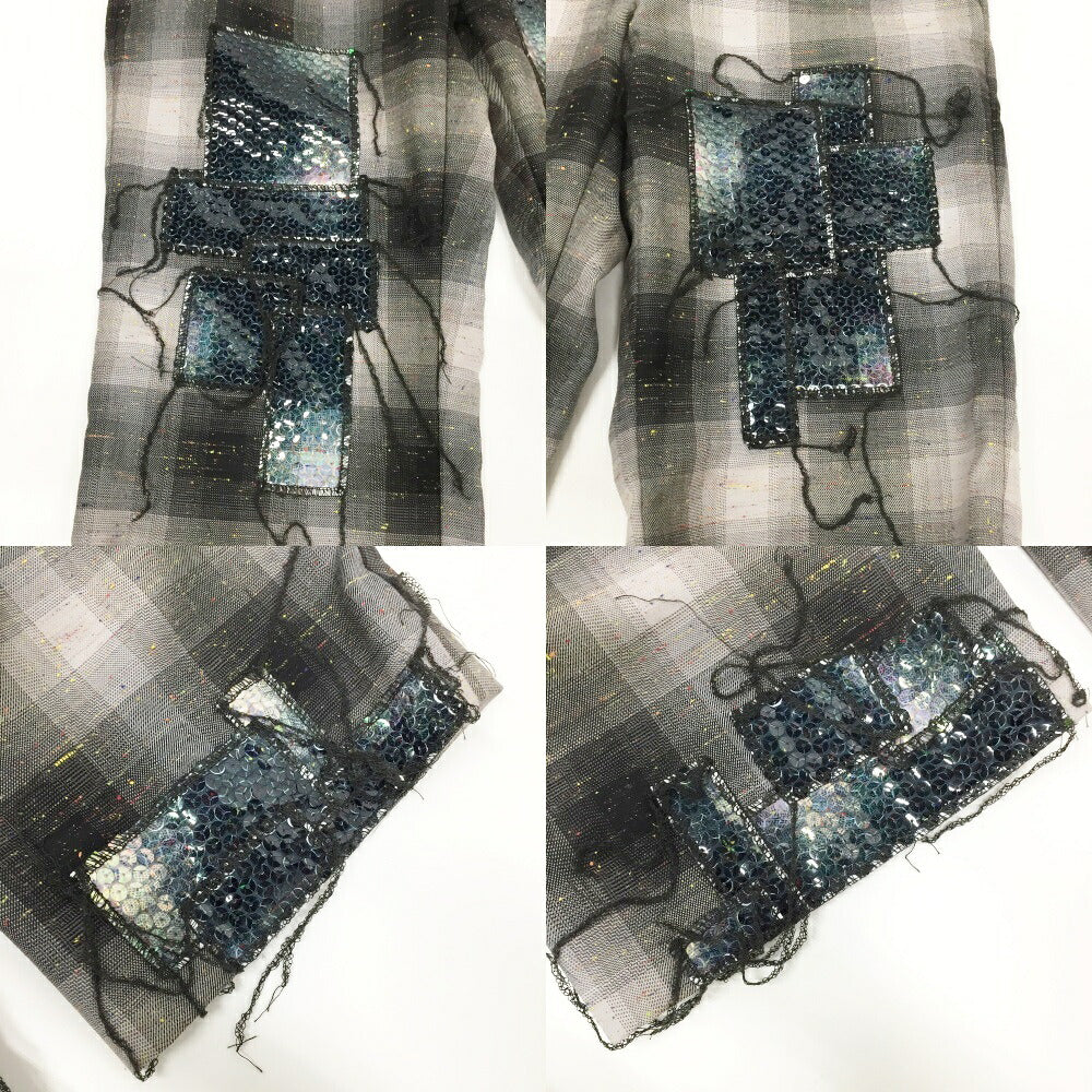 MASU Rainbow Dust Flare Sequin Pants Black Gray Size 44