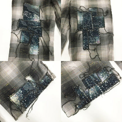 MASU Rainbow Dust Flare Sequin Pants Black Gray Size 44