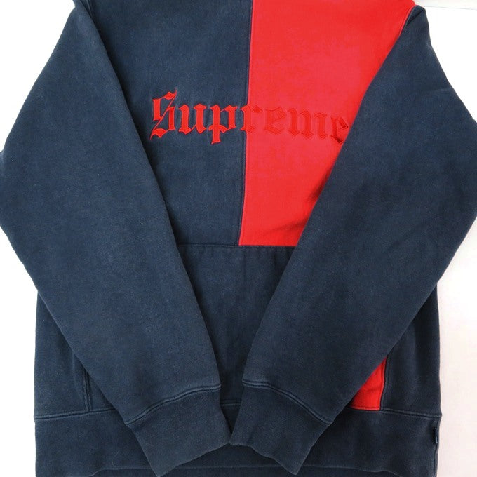 Supreme Split Old English Bicolor Hoodie Navy Red Size M