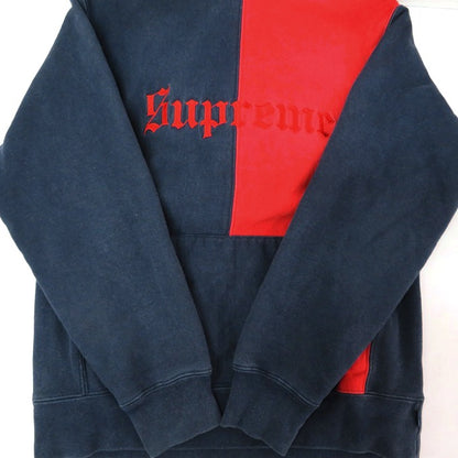 Supreme Split Old English Bicolor Hoodie Navy Red Size M
