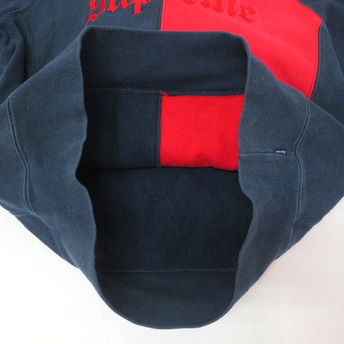 Supreme Split Old English Bicolor Hoodie Navy Red Size M