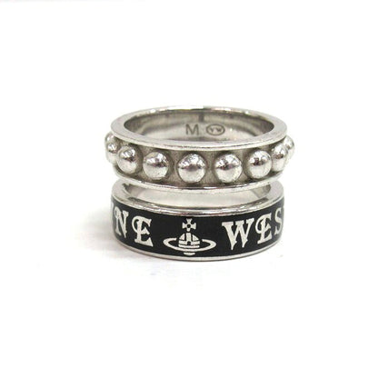 Vivienne Westwood Marcella Orb Double Silver Black Ring Size M
