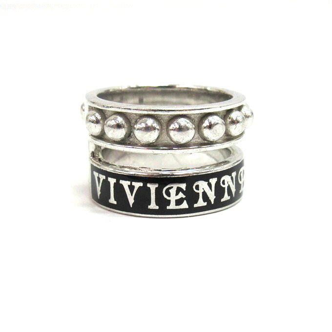 Vivienne Westwood Marcella Orb Double Silver Black Ring Size M