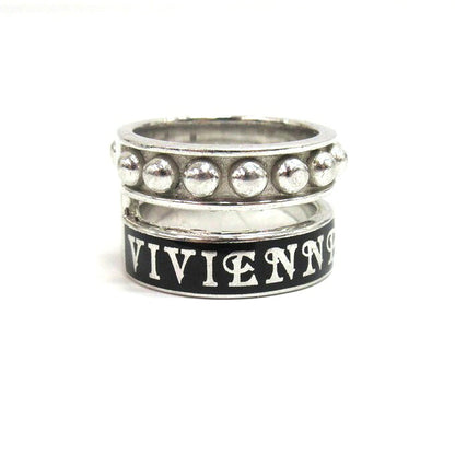 Vivienne Westwood Marcella Orb Double Silver Black Ring Size M