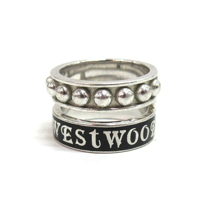 Vivienne Westwood Marcella Orb Double Silver Black Ring Size M