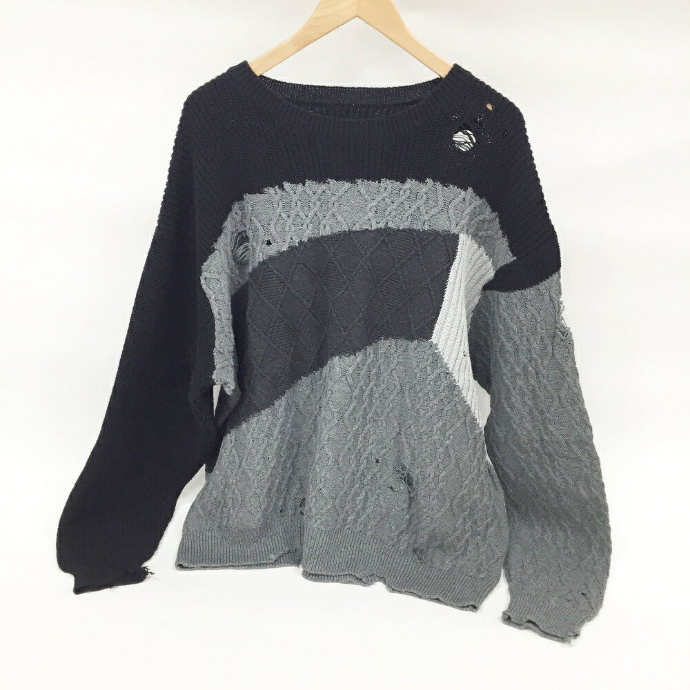 NEIGHBORHOOD Distressed Patchwork Crew Knit Multi Size L