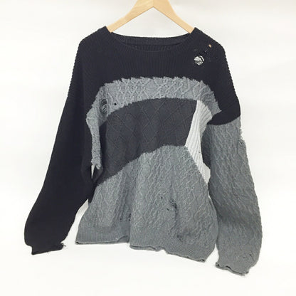 NEIGHBORHOOD Distressed Patchwork Crew Knit Multi Size L
