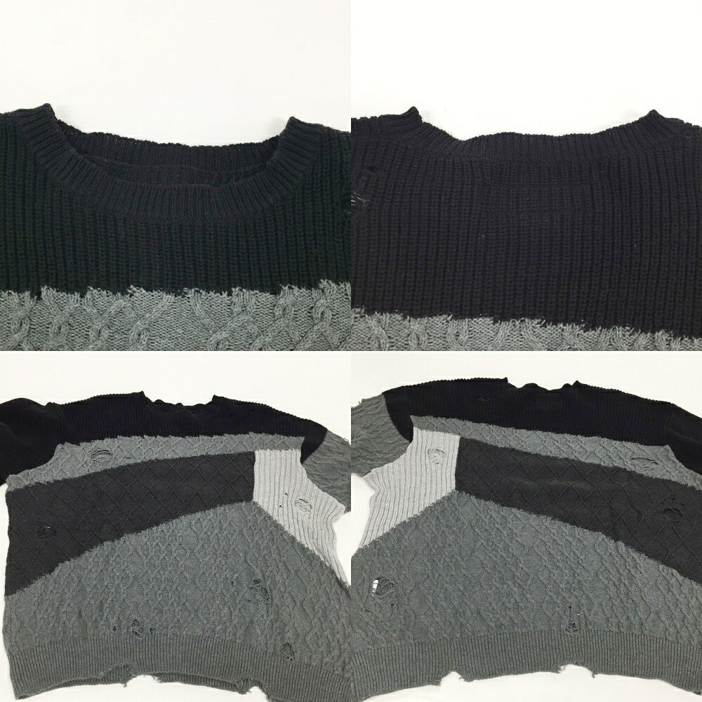 NEIGHBORHOOD Distressed Patchwork Crew Knit Multi Size L
