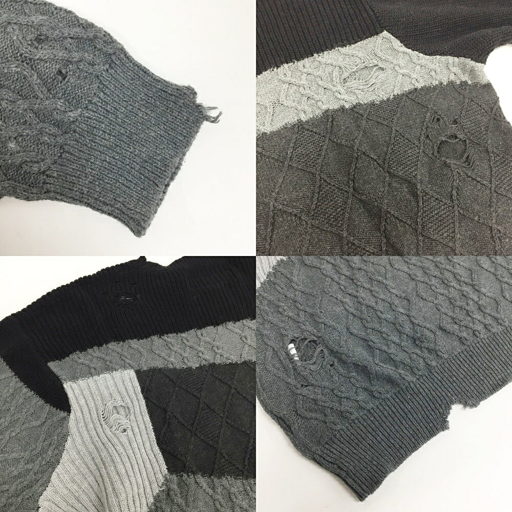 NEIGHBORHOOD Distressed Patchwork Crew Knit Multi Size L