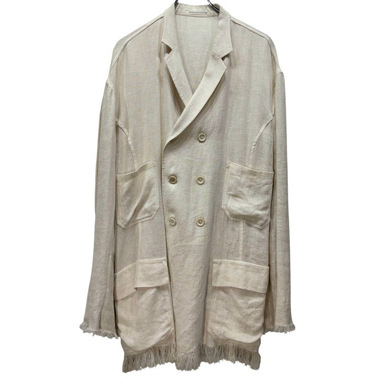 Yohji Yamamoto 94SS Linen Fringe DB Jacket Ivory Size M