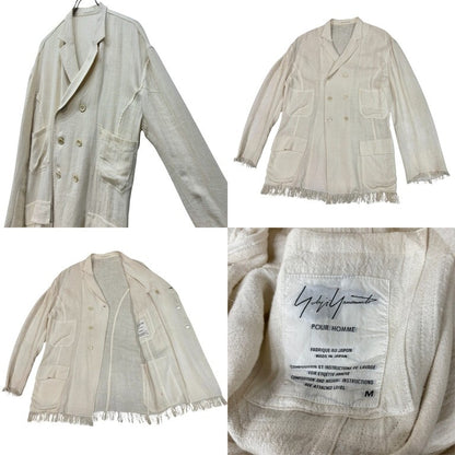 Yohji Yamamoto 94SS Linen Fringe DB Jacket Ivory Size M