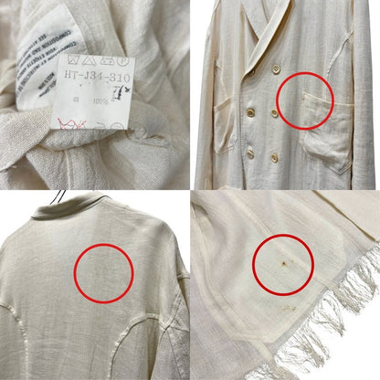 Yohji Yamamoto 94SS Linen Fringe DB Jacket Ivory Size M