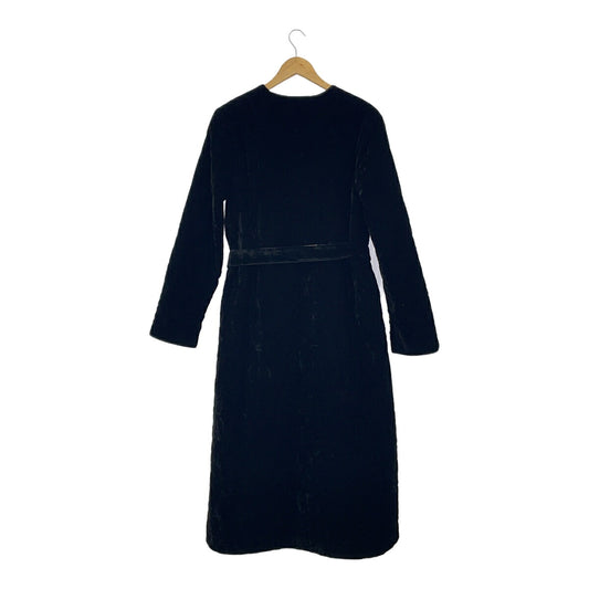 KEITA MARUYAMA Black Velour Quilted Belted Coat Size M