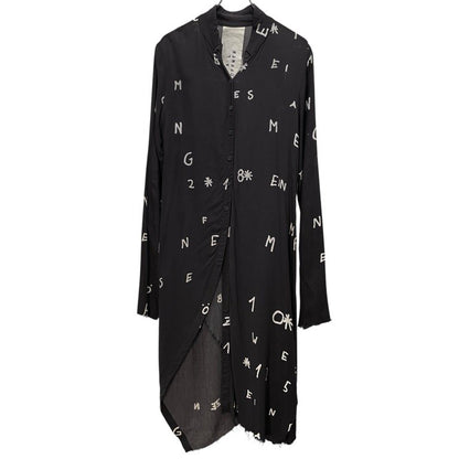 PAL OFFNER 18AW Rayon Discharge Print Shirt Black Size 4