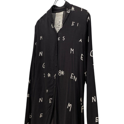 PAL OFFNER 18AW Rayon Discharge Print Shirt Black Size 4