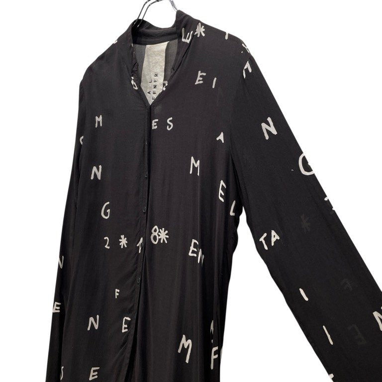 PAL OFFNER 18AW Rayon Discharge Print Shirt Black Size 4