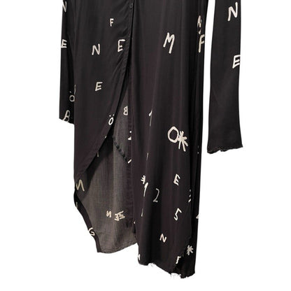 PAL OFFNER 18AW Rayon Discharge Print Shirt Black Size 4