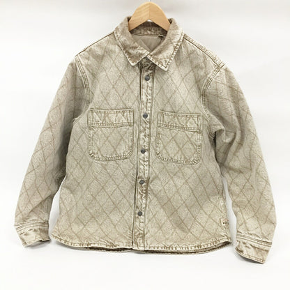 STUSSY Quilted Denim Long Sleeve Shirt Beige Size S