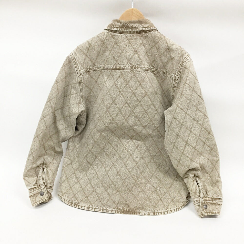 STUSSY Quilted Denim Long Sleeve Shirt Beige Size S