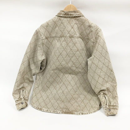 STUSSY Quilted Denim Long Sleeve Shirt Beige Size S