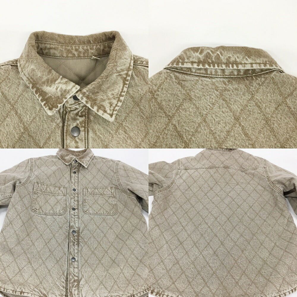STUSSY Quilted Denim Long Sleeve Shirt Beige Size S
