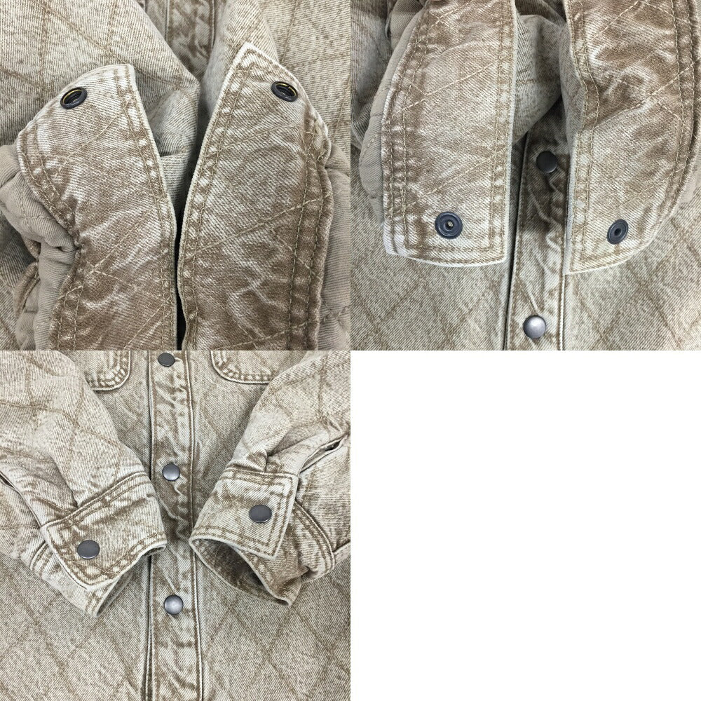 STUSSY Quilted Denim Long Sleeve Shirt Beige Size S