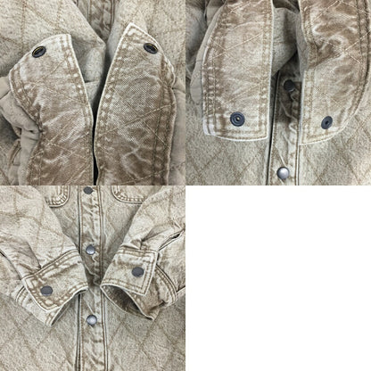 STUSSY Quilted Denim Long Sleeve Shirt Beige Size S