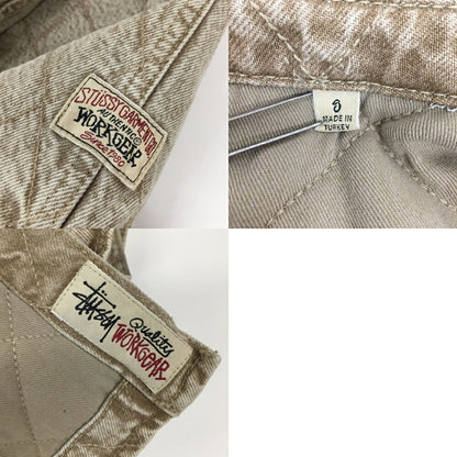 STUSSY Quilted Denim Long Sleeve Shirt Beige Size S