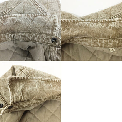 STUSSY Quilted Denim Long Sleeve Shirt Beige Size S
